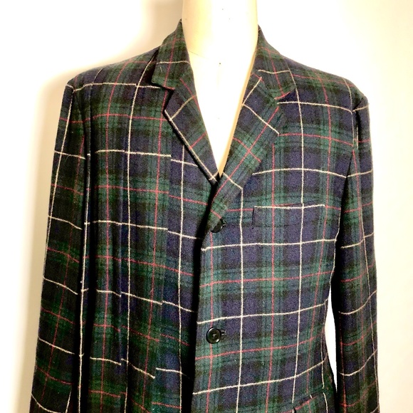 YOJI YAMAMOTO ARCHICVAL TARTAN SCARF WRAP COAT MEN - Picture 3 of 8